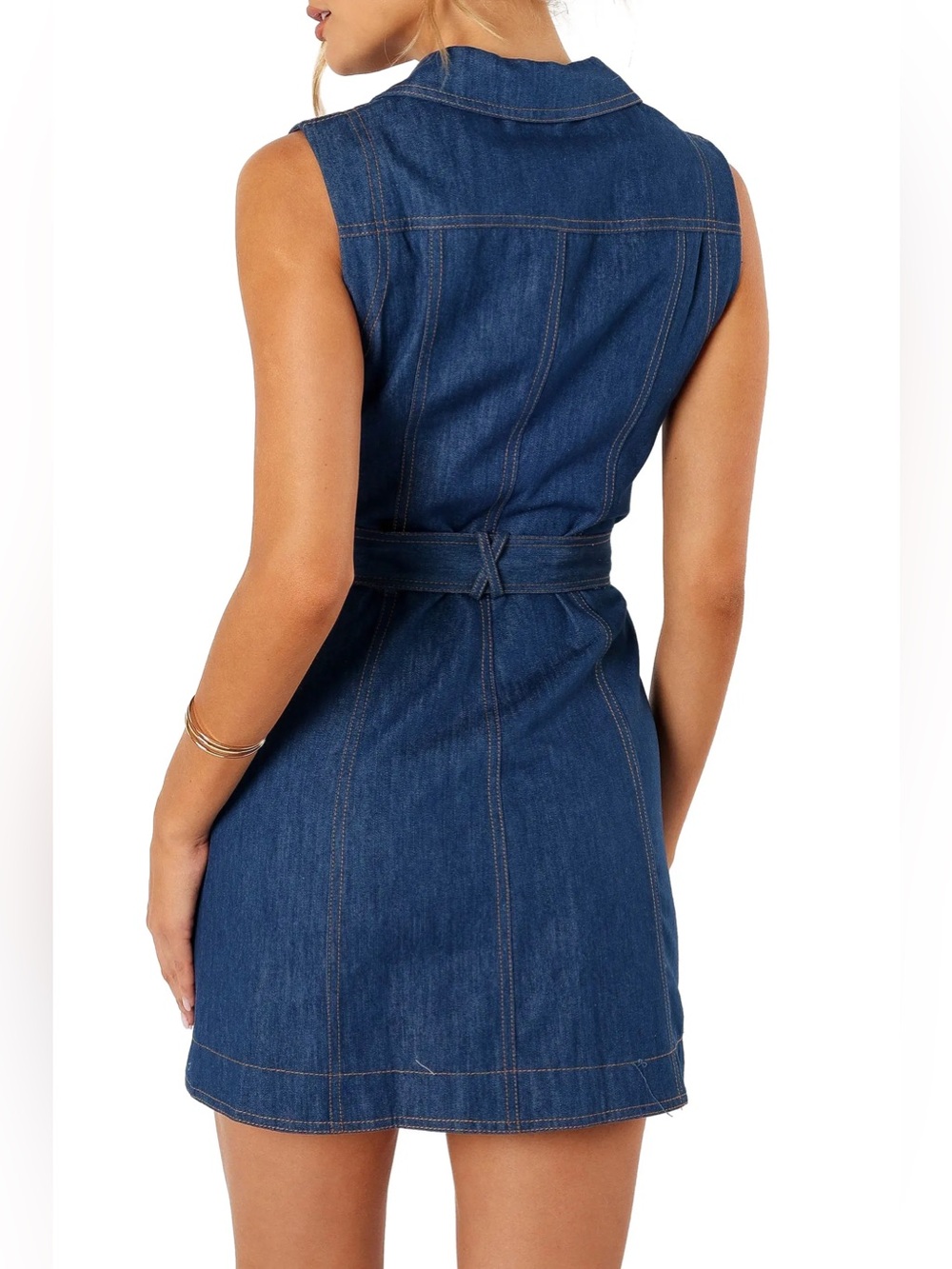 Petal & Pup Parker Sleeveless Denim Mini Shirtdress - Picture 2 of 11